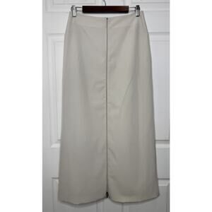 Laurel By Escada Tan Beige Nylon Zipper Maxi Skirt Size 38